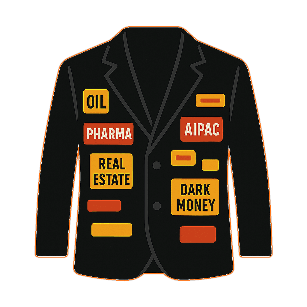 The Jacket — sponsor patches on a politician's blazer